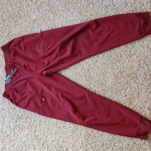 Fabletics scrubs size L pants, wine color